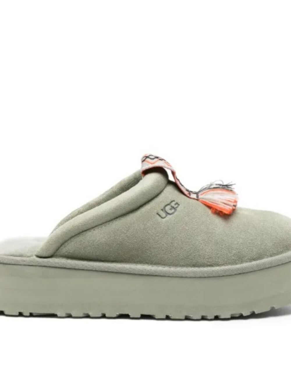UGG Women's Sage Green Suede Platform Slippers Size 7 - Picture 4 of 11